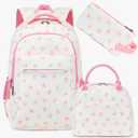LEDAOU Backpack for Girls School Bag Kids Bookbag Teen Backpack Set Daypack with Lunch Bag and Pencil Case