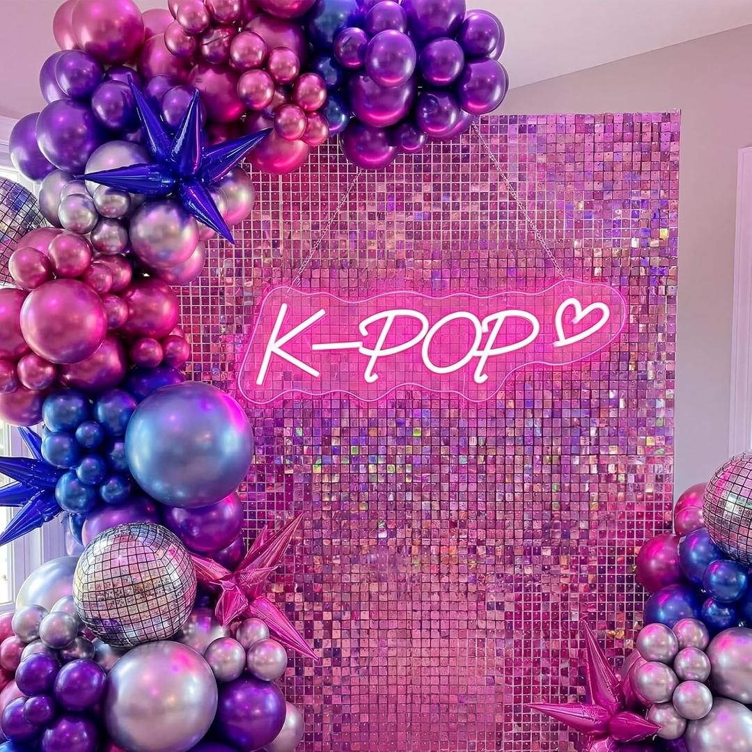 Gerrii K-pop Themed Party Decoration Neon Signs Heart LED Neon Light for Wall Decor Pink and Purple Kpop Music Korean Idol Birthday Decorations Y2K Concert Movies TV Fans Prom Party Supplies