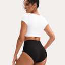 INNERSY Women's High Waisted Underwear Cotton Panties Regular & Plus Size 5-Pack (Black, M)