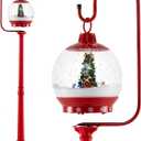 68" Christmas Streetlamp, Sound-Activated Spinning Streetlight with Music, Snowy Effects & Festive Scene, Color-Changing Globe Lamp Post for Porch, Indoors