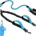 Lukovee Double Dog Leash, No Tangle 360 Swivel Heavy Duty Reflective Lead with Two Padded Handles Dual Dog Splitter, Comfortable Shock Absorbing Walking Training for  Medium Dogs(Blue)