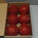 6 Pcs 4 Inch Christmas Tree Tinsel Ornaments for Tree Glitter Sequin Hanging Ornaments Christmas Tinsel Balls Decorations Shatterproof for Xmas Party Holiday Decor(Red)