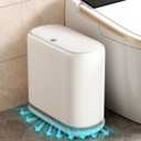 Small Bathroom Trash Can with Lid, 3 Gallon Slim Garbage Bin with Pop-Up Lid & Air-Pressure Bag Lock, Mini Waste Basket for Bathroom, Bedroom, Kitchen, Office, Rv, White - Includes 75 Bags (5 Rolls)