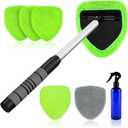XINDELL Windshield Cleaner Tool – Car Interior Window Cleaning Kit with Extendable Handle & 4 Microfiber Pads, Auto Wiper Inside Windshield Brush for Car & Home Windows