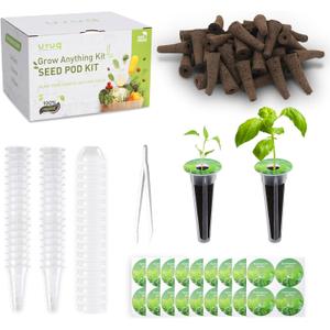 140Pcs Hydroponic Pods Supplies: Compatible with AeroGarden Grow Anything Herb Kits - Includes Grow Sponges Grow Baskets Grow Domes Labels - Hydroponics Supplies for Most Brand