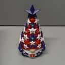 DN DECONATION 4th of July & Memorial Day Decorations with Lights, Patriotic Gnome Decor Lighted Red Blue Independence Day Tabletop Decor USA Resin Gnome with Stars Gifts for Table Tiered Tray