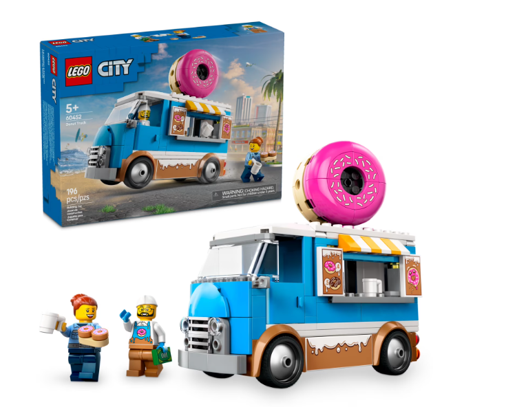 LEGO City Donut Truck Toys - Building Toys for Kids, Boys & Girls, Ages 5+ - Mobile Donut Stand W/ 2 Minifigures & Other Accessories - Fun Gift Ideas for Birthdays & Holidays - 60452