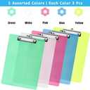 YOUEON 15 Pack Plastic Clipboards Standard A4 Letter Size, 9" x 12.5" Multi Color Clipboards Bulk, Hangable Clip Boards with Low Profile Metal Clip for Office, College, Hospital, Teacher