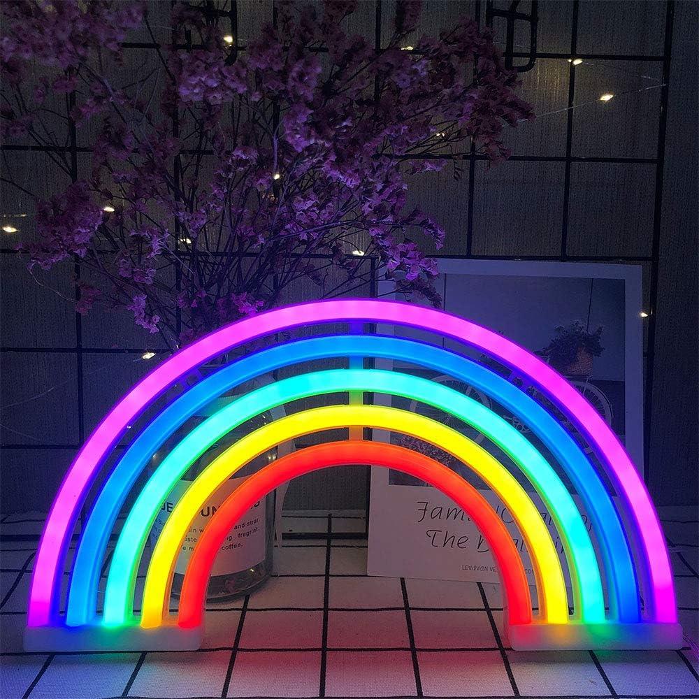 ENUOLI Rainbow Shape Neon Light Signs Wall Decoration USB Charging/Battery Night Sign LED Neon Decor Sign for Dorm Room Bedside Table Christmas Party Birthday Party Wedding Kids Room Kids Gift