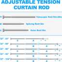 TEECK Shower Curtain Rod, 32-80 inch Adjustable Spring Tension Curtain Rod, Never Rust Anti-Slip Shower Curtain Rod for Bathroom, No Drilling, Never Collapse, Easy to Use, Silver