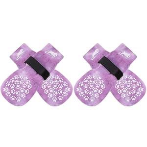 EXPAWLORER Anti Slip Dog Socks to Prevent Licking Paws, Dog Shoes for Hot Pavement, Dog Booties for Small Medium Large Senior Dogs, Traction Control Boots & Paw Protectors for Hardwood Floors
 (XX-Small (4 Count), Black)