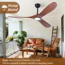 60 Inch Ceiling Fan with Light and Remote, Wood Outdoor Ceiling Fan with Light for Patios Gazebo Living Room Bedroom Modern 3 Blade High CFM Wet Rated Indoor Exterior Fan (Walnut)