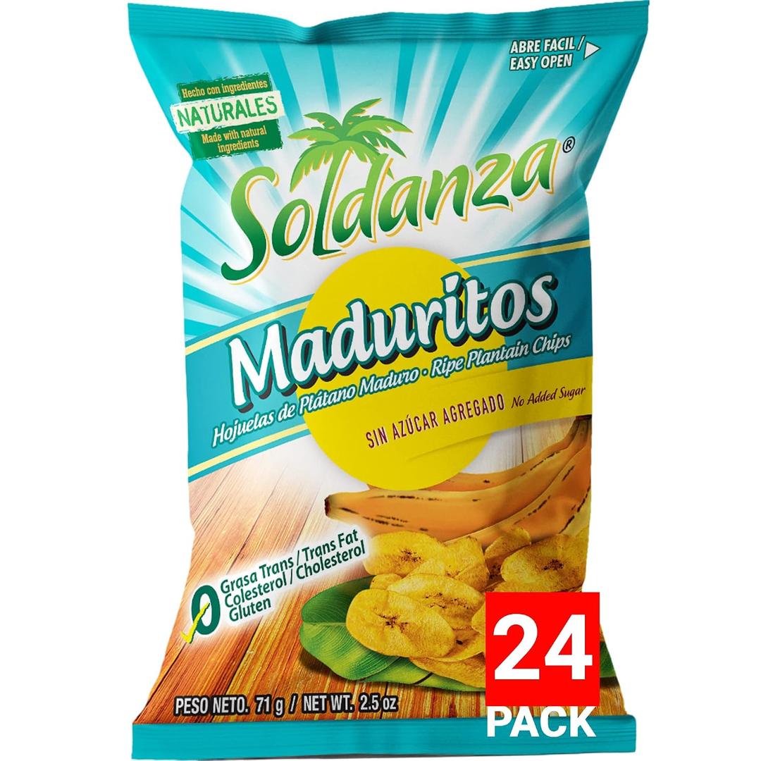 Soldanza Maduritos Plantain Chips, Ripe, 2.5 Ounce (Pack of 24) (EXP 07/31/26)