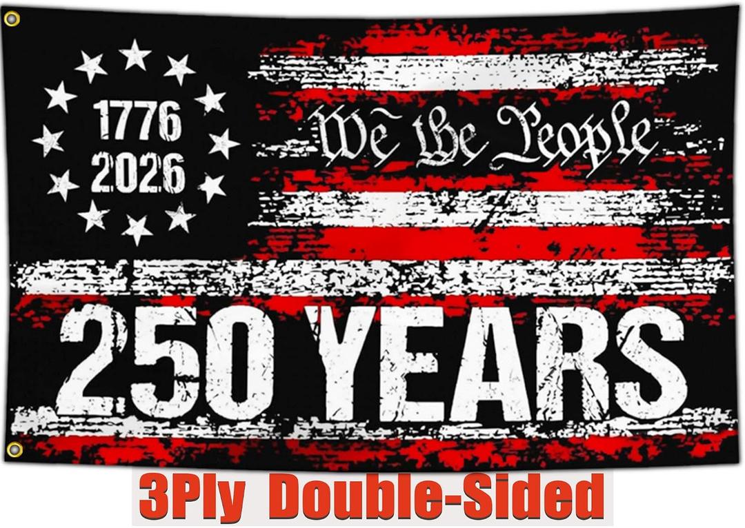 3 Ply 250 Anniversary USA Flag 250th Years American Anniversary Flag Patriotic 4th of July We The People 1776 American Flags for Outside 3x5 Ft Betsy Ross Outdoor Yard Banner Decorations
