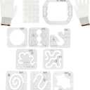 DABLINE 13 PCs Quilting Template Set Includes 8 Quilting Templates, Quilting Frame/Gloves/Stickers/Guide. Free Motion Quilting Rulers and Templates
