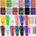 Skylety 72 Pcs CNA Week Gifts Bulk Nurse Appreciation Gifts 16 oz Plastic Tumblers with Lids Reusable Holiday Coffee Cup Motivational Notebooks Thank you Pens for Nursing Women(Classic Style)