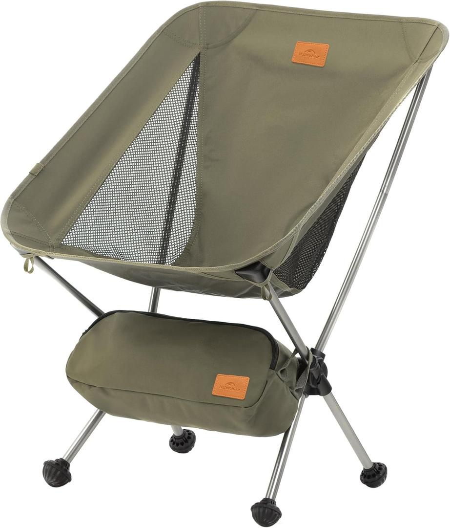 Naturehike YL08 Ultralight Camping Chair, 2.12 LBS Portable Backpacking Chair with Anti-Sinking Feet, Lightweight Compact Collapsible Camp Chair Folding Hiking Chair (Standard, Green)