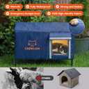 Outdoor Heated Cat House for Outside Cats Winter, 25'' Exceptional Thermal and Weatherproof, Outdoor Feral Cat Shelter with Waterproof Eaves & Magnetic Escape Door for Feral Barn Cat Kitty (Dark blue)