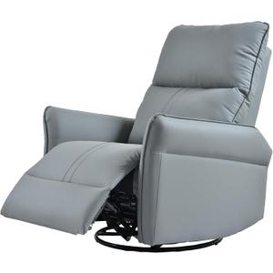 KEIKI 270 Degree Power Swivel PU Leather Power Recliner Chair, Nursery Recliners, Home Theater Recliner Chair, Rocking Chair Electric Glider Reclining Sofa with USB Ports, Blue Gray, 2' 3.5" W x 2' 7.35" D x 3' 7.61" H