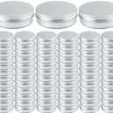 2oz Aluminum Empty Storage Screw-top Tin Jars with Lids, 75PCS Round Candle Cans, Refillable Cosmetic Containers for Lip Balm, Shea Butter, Salves, Silver