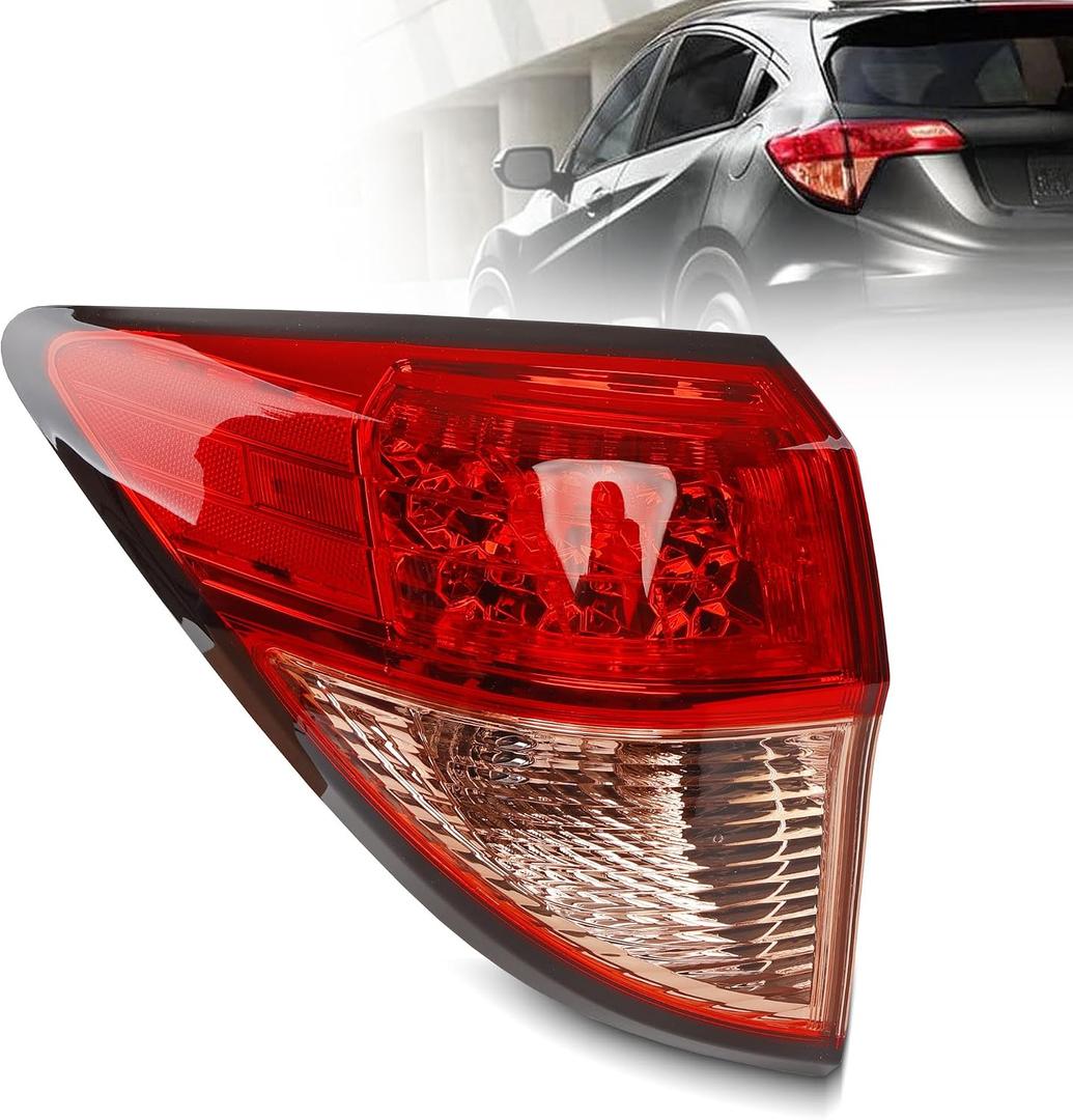 Outer Tail Light for Honda HRV 2016 2017 2018, Brake Taillight Assembly Rear Lamp Replacement for 33552-T7S-A01 HO2804109, Driver Left Outer Side (Bulb Included)