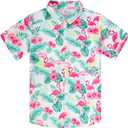 westwolf Boys Hawaiian Shirts 3-14T Button Down Aloha Luau Shirt Kids | 95% polyester 5% spandex, lightweight breathable feel, short sleeves, button front, 3D tropical prints, machine washable