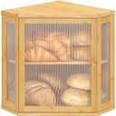 Nykgola Corner Bread Box for Kitchen Countertop Two-Tier Large Capacity Bread Boxes Storage Container with Adjustable Height Countertop Bread Storage Bin