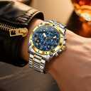 OLEVS Men's Watch Luxury Stainless Steel Waterproof Luminous Wrist Watch | Big Face Chronograph Watch For Men Dress Gift Stainless Steel Multifunction
