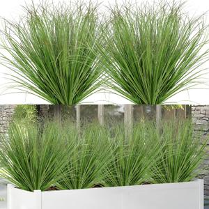 Artificial Grass Plants Outdoor 20 Bundles Fake Wheat Grass UV Resistant Faux Shrubs Bushes Plant Green Onion Grass Artificial Greenery Tall Stems for Indoor Outdoor Office Home Decor