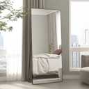 CASSILANDO Full-Length Mirror 65  24 ", Floor Standing, Unique Vertical, Black Metal Frame Mirror, Over The Wall Hanging for Living Room Bedroom Entrance Bathroom