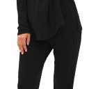 Darong Womens 2 Piece Pajamas Sets Ribbed Knit Lounge Sets Long Sleeve Top and Pants 2024 Fall Matching Outfits (Small, Black)