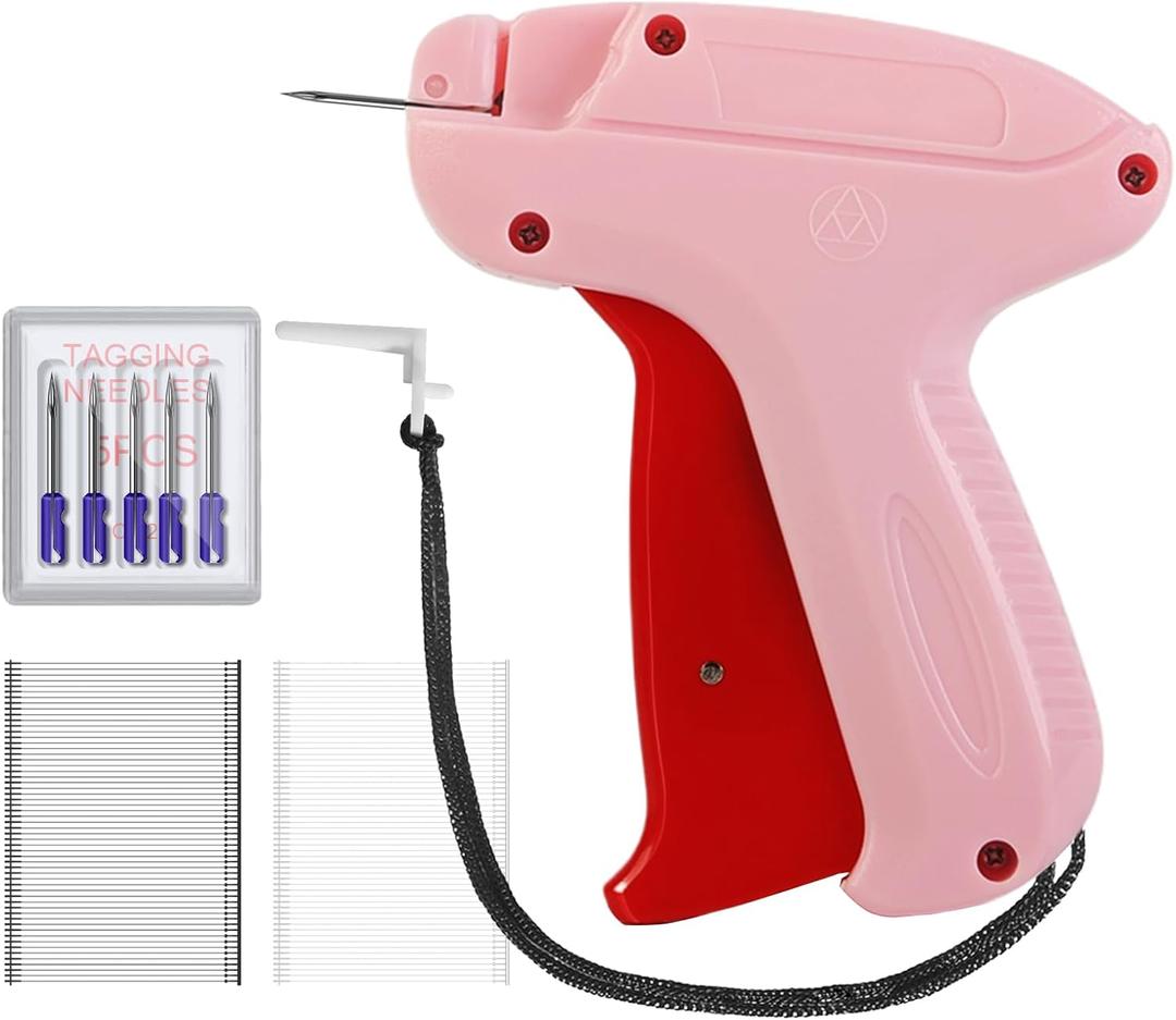 Tagging Gun for Clothing- Includes 6 Needle,Comes with 500 Black & 500 White Fasteners,Retail Hang Tag Gun for Shops, Boutiques, Warehouse and Yard Sale Hang Price Tag Gun.(Pink)