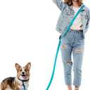 Hands Free Dog Leash, 8.2ft Multifunctional Crossbody Rope with Explosion-Proof Handle and Adjustable Training Hands Free Leash for Medium,Large Dogs Walking,Blue
