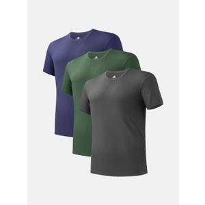 DAVID ARCHY Short Sleeve T Shirts for Men Lightweight Athletic Shirts Quick Drying Crew Neck Tees Summer Basic Tops, L, 3 Pieces