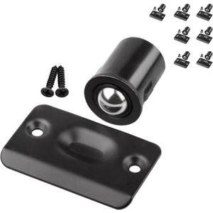 HOMOTEK 8 Pack Drive in Ball Catch with Strike Plate for Closet Doors, Black, 13/ 16 Inch x 1-1/ 8 Inchs, Die-cast, Adjustable Tension Ball
