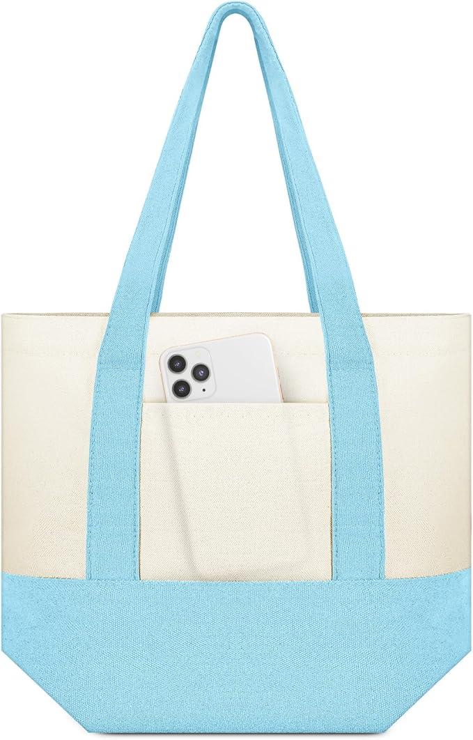 Amylove Mini Canvas Tote Bag with Pockets Duty Canvas Sublimation Blank Small Bag Mini Reusable Tote for Crafts DIY