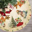 Vintage Christmas Decor Tree Skirt 48 Inch Retro Sika Deer Xmas Decorations Tree Mat Vintage Style for Indoor Outdoor Merry Christmas Party Supplies Decor