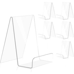 6 Pack Acrylic Book Stand Clear Book Display Easel Holder for Displaying Tablets Newspaper Magazines Notebooks Textbooks CDs (Clear 2mm/Thick)
