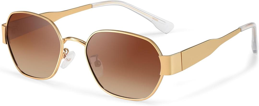 2 x Polarized Sunglasses Women Men Trendy Hexagonal Metal Frame UV Protection