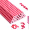Selizo 30Pcs 9.45"x0.55" Flexible Hair Rollers, Foam Curlers for Short, Medium and Long Hair, No Heat Curlers, Hair Rods - Pink(Diameter 0.55')