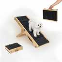 Small Dog Ramp for Bed and Couch Wooden Adjustable Pet Stairs for Dogs and Cats 31.6" Non Slip Foldable Ramp with 4 Height Settings 10"-17" for Puppies, Car, SUV Indoor Outdoor Use