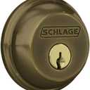 Schlage B60 N 609 Deadbolt, Keyed 1 Side, Highest Residential Security, Antique Brass