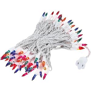 Novelty Lights 50 Feet 100 Bulb Incandescent Mini Light String, Multicolor with 6-Inch Spacing on White Wire, UL Listed Commercial Grade Indoor/Outdoor Mini Lights, Connectable End-to-End
