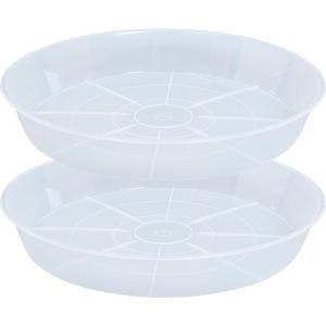 2 Pack Plant Saucer Drip Tray 22 inch, Large Heavy Sturdy Plastic Planter Flower Pot Saucers for Indoor Outdoor Garden, Plant Water Drip Trays for pots (22" 2Pack, Clear)