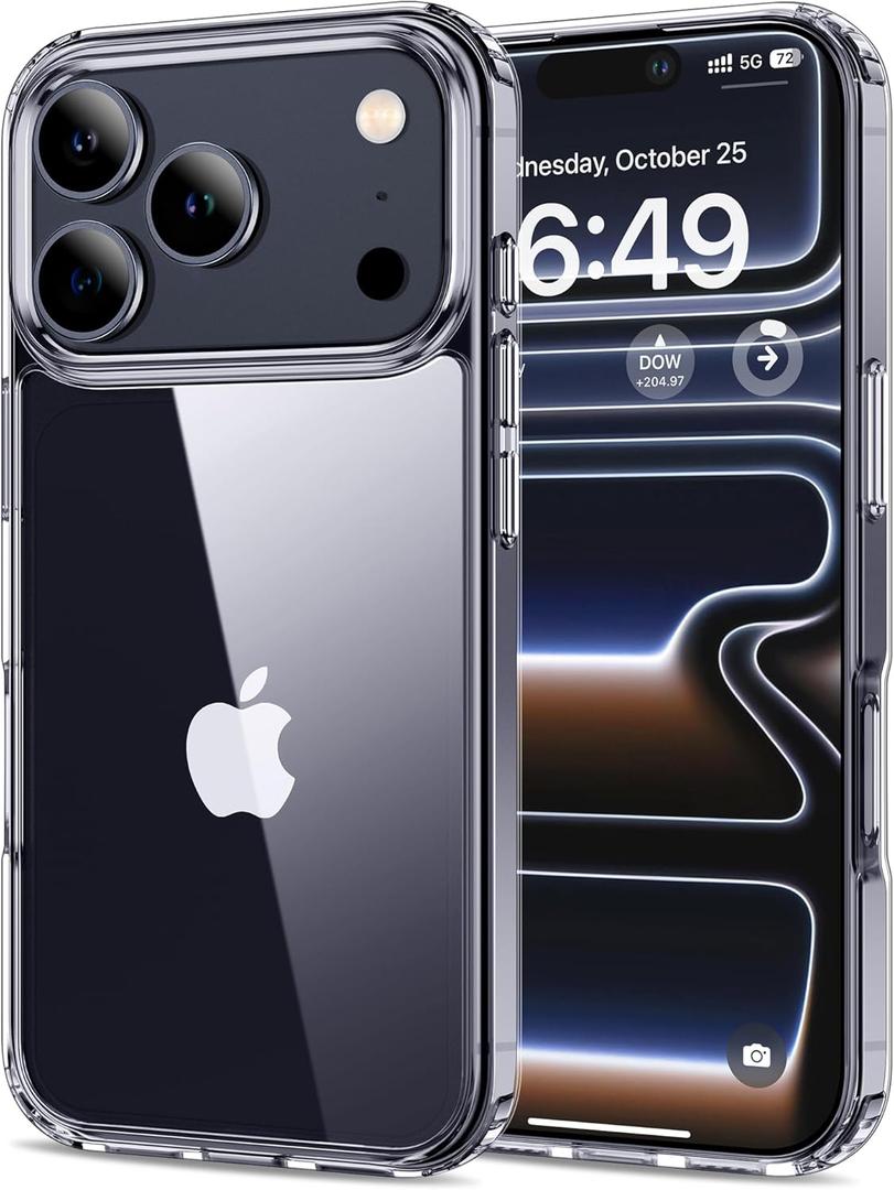 HOOMIL Case for iPhone 17 Pro 6.3-Inch, Non-Yellowing, Drop Protection, Anti-Scratch Transparent Hard Back Phone Cover - Crystal Clear