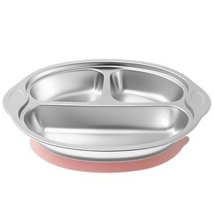 Stainless Steel Kids Plates 3 Sections Stainless Steel Plates for Kids with Suction Unbreakable Kid Platter Plate Reusable Versatile Dinner Plate for Kid Portion Control Dishwasher Safe