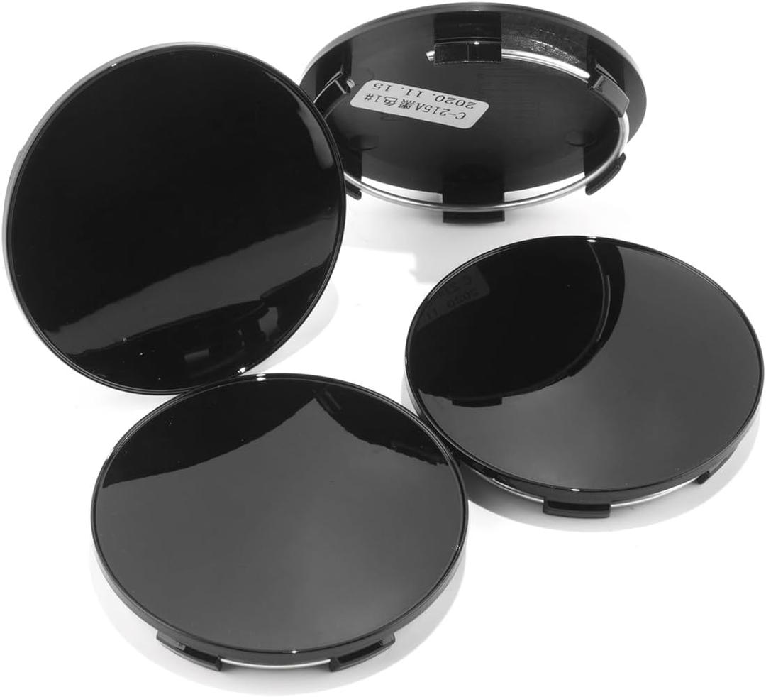 2.6in Wheel Center Caps 66mm ABS Plastic Wheel Center Hubcaps 4Pcs, Glossy Black, Snap-in Installation Diameter: 60.0mm/2.38in