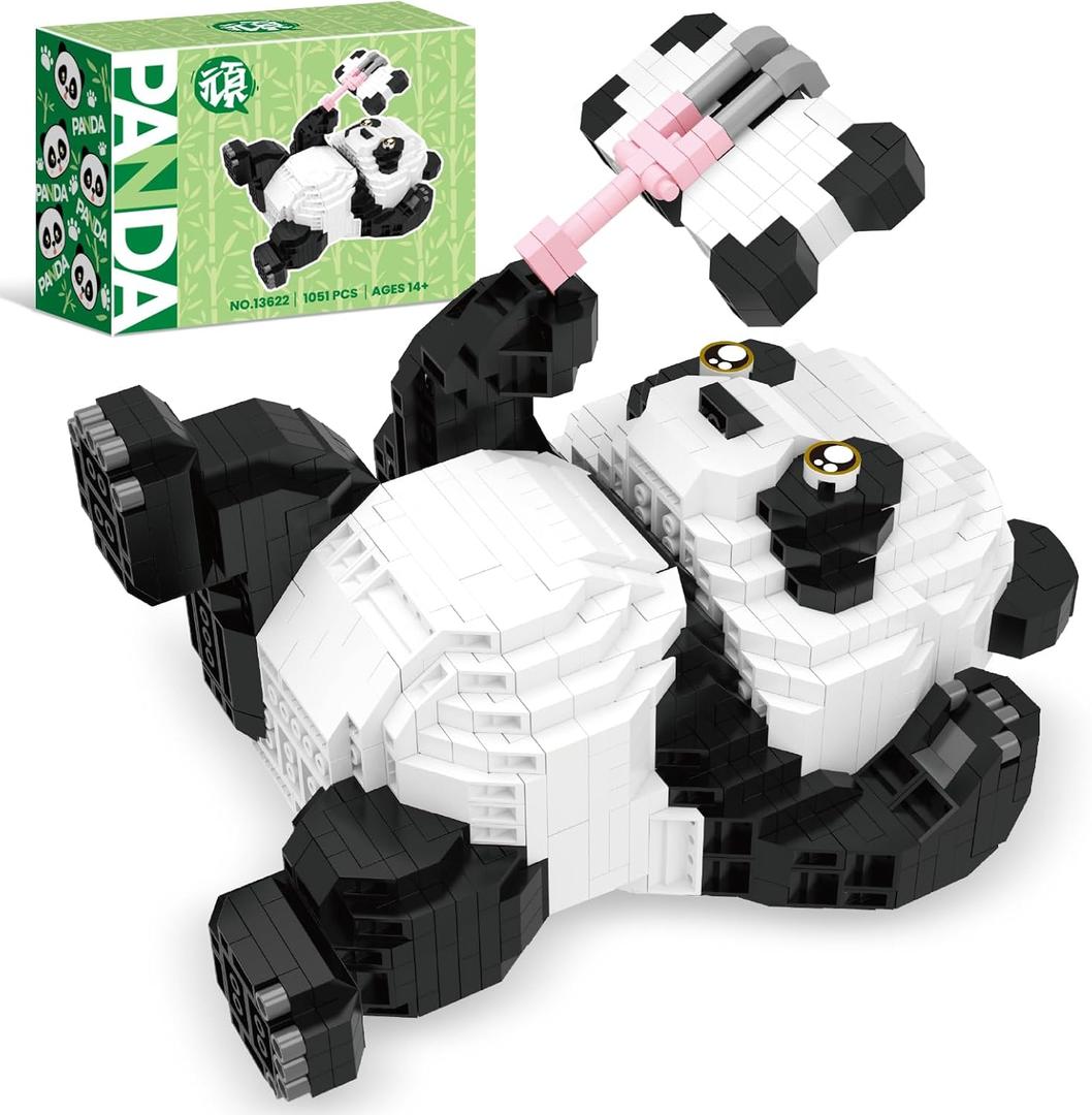 Panda Micro Mini Building Toy Bricks for Adults, 1051 PCS Mini Building Blocks Animals Sets for Goodie Bags, Party Favors for Boys Girls 14+, Christmas Birthday Gift for Teens, Carnival Prizes