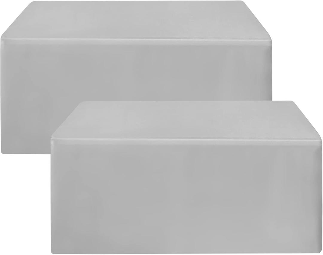 HolidayIdeas 2 Pack Fitted Table Clothes - 48 x 24 Inch - Silver Rectangle Tablecloths for 4 Foot Tables, Polyester Fabric Tablecloth for Parties, Birthday, Baby Shower, Trade Show, Wedding (4FT|2 Pack, Silver Grey)