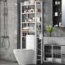 Salakita Over-The-Toilet Storage Rack, 4-Tier Bathroom Organizer Shelf Over Toilet with Adjustable Shelf and Basket, Freestanding Space Saver Bathroom Shelves Above Toilet for Room (Pure White)